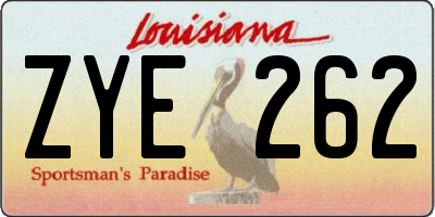 LA license plate ZYE262