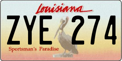 LA license plate ZYE274