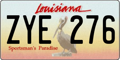 LA license plate ZYE276