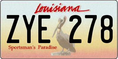LA license plate ZYE278