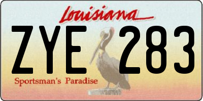 LA license plate ZYE283