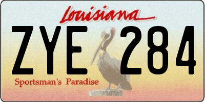LA license plate ZYE284