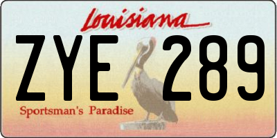 LA license plate ZYE289