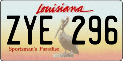 LA license plate ZYE296