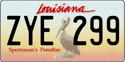 LA license plate ZYE299