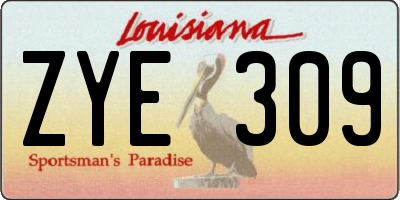 LA license plate ZYE309