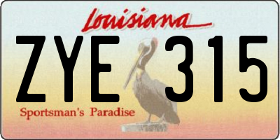 LA license plate ZYE315