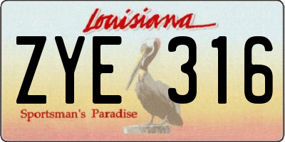 LA license plate ZYE316