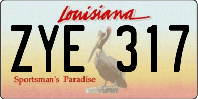 LA license plate ZYE317