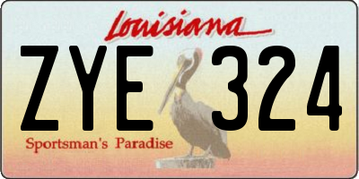 LA license plate ZYE324