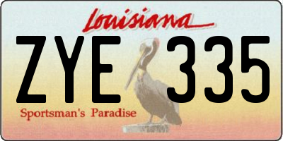 LA license plate ZYE335
