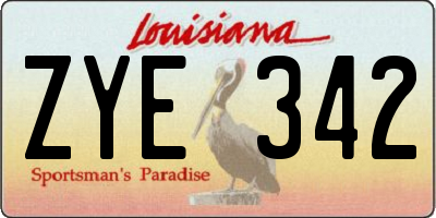 LA license plate ZYE342