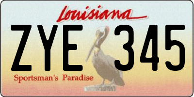 LA license plate ZYE345