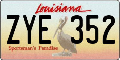 LA license plate ZYE352