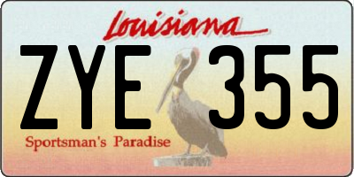 LA license plate ZYE355