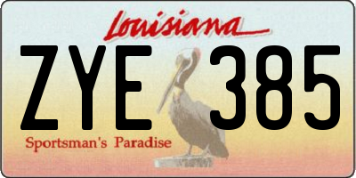 LA license plate ZYE385