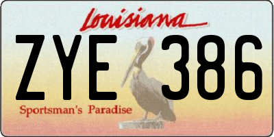 LA license plate ZYE386