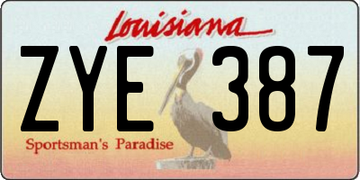 LA license plate ZYE387