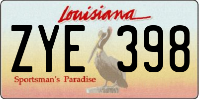 LA license plate ZYE398