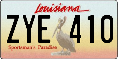 LA license plate ZYE410