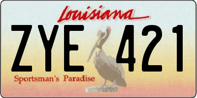 LA license plate ZYE421