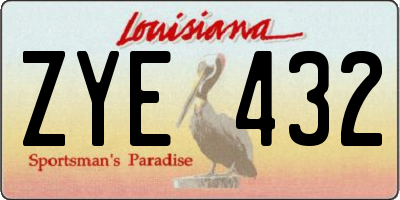 LA license plate ZYE432