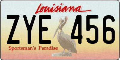 LA license plate ZYE456