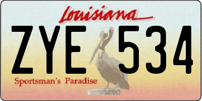 LA license plate ZYE534