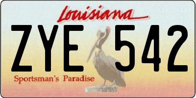 LA license plate ZYE542