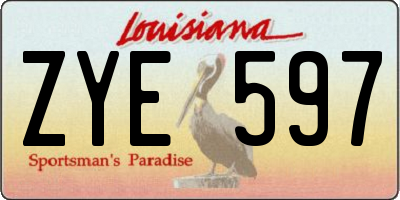 LA license plate ZYE597