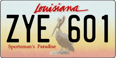 LA license plate ZYE601