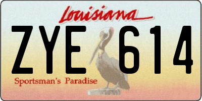 LA license plate ZYE614