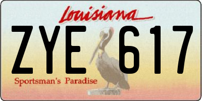 LA license plate ZYE617