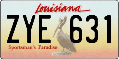 LA license plate ZYE631
