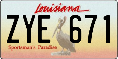 LA license plate ZYE671