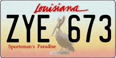 LA license plate ZYE673