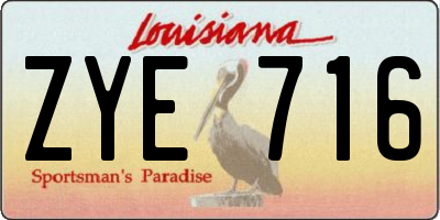 LA license plate ZYE716