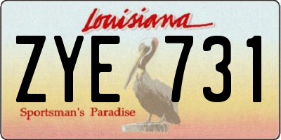 LA license plate ZYE731