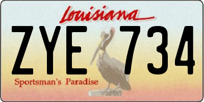 LA license plate ZYE734