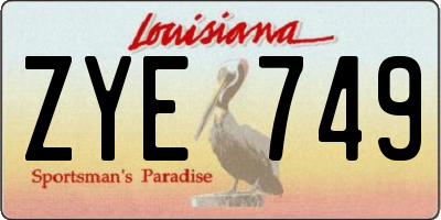 LA license plate ZYE749