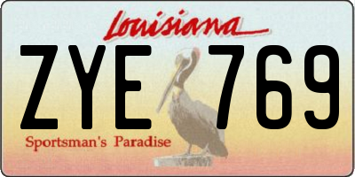 LA license plate ZYE769