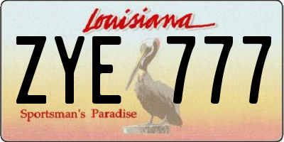 LA license plate ZYE777
