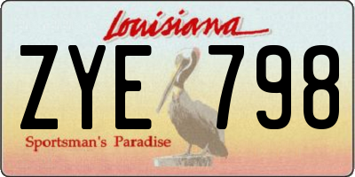 LA license plate ZYE798