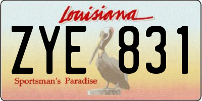 LA license plate ZYE831