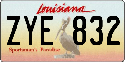 LA license plate ZYE832