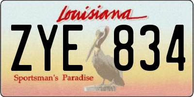 LA license plate ZYE834