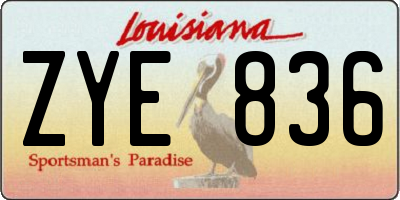 LA license plate ZYE836