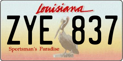 LA license plate ZYE837