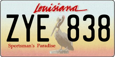 LA license plate ZYE838