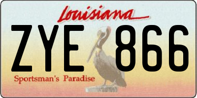 LA license plate ZYE866
